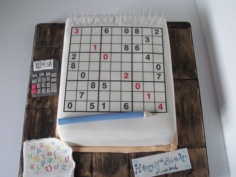 Sudoku cake! Sudoku Cake, Awesome Cakes, Novelty Cakes, Cake Art, Nanny, Birthday Cakes, Cake Ideas, Amazing Cakes, Fondant