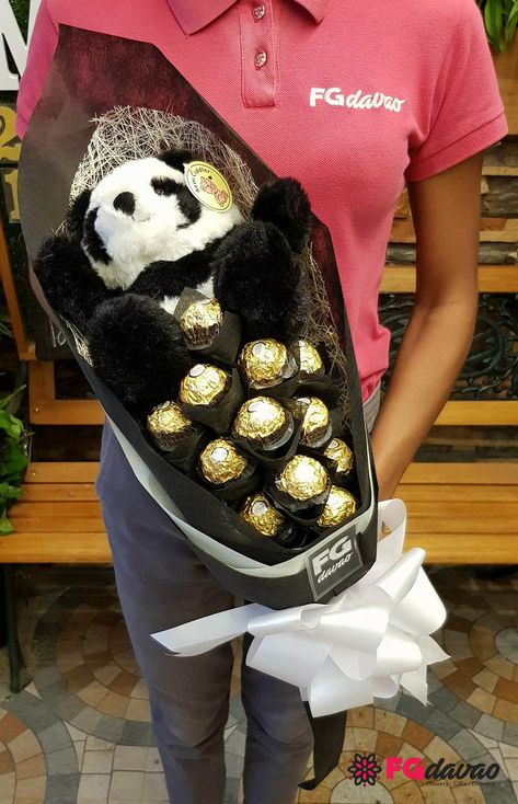 Panda Chocolate Bouquet Send Gifts to Davao, Philippines Pricelist: www.FGdavao.com To order, pls send us a message on our FB Page: FG Davao or you can also order directly on our website. 123 Lopez Jaena St., Davao City #chocolates #chocolatesurprise #chocolatesinabox #chocolatesinacan #boxofsurprise #sweetgift #sweetsurprise #fgdelivery #giftshop #fg #fgdavao #davao #ph #davaogiftshop #davaogifts Panda Bouquet, Panda Chocolate, Davao Philippines, Bouquet Chocolate, Panda Items, Ribbon Flowers Bouquet, Panda Bebe, Sand Gifts, Chocolate Bouquet Diy