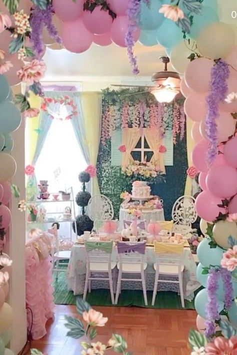 Take a look at this pretty floral tea party birthday! Love the party decorations! See more party ideas and share yours at CatchMyParty.com Toddler Tea Party Birthday, Tea Party Decorations Diy, Kids Tea Party Birthday, Tea Party Birthday Ideas, Girls Tea Party Birthday, Toddler Tea Party, Princess Tea Party Birthday, Diy Tea Party, Floral Tea Party