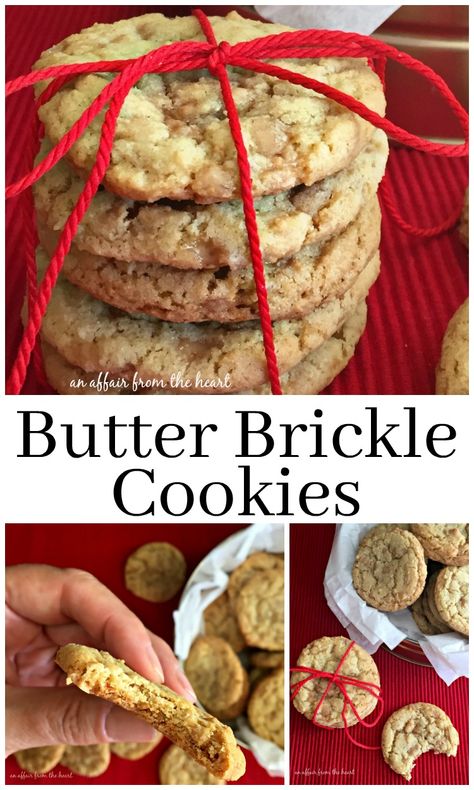 Butter Brickle Cookies - An Affair from the Heart Brickle Cookies, Butter Brickle Ice Cream, Butter Brickle, Shortbread Cake, 1 Cookies, Toffee Cookies, Toffee Bits, Buttery Cookies, Delicious Cookie Recipes