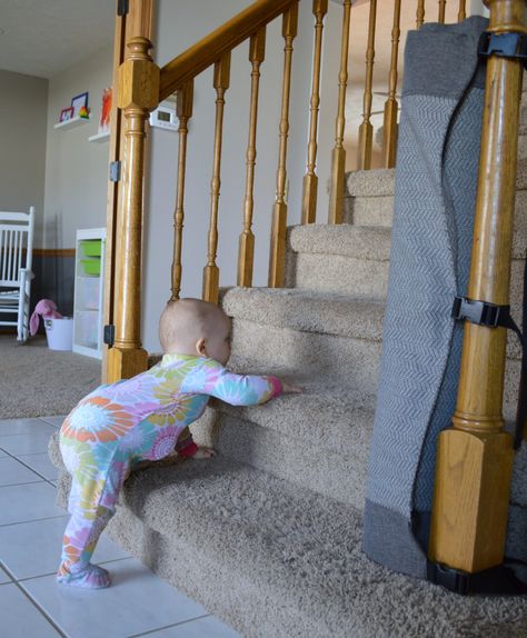 Tips for Baby-Proofing Your Stairs Diy Baby Gate For Stairs, Baby Proofing Stairs, Baby Barrier, Safety Gates For Stairs, Gate For Stairs, Baby Gate For Stairs, Diy Baby Gate, Diy Safety, Baby Safety Gate