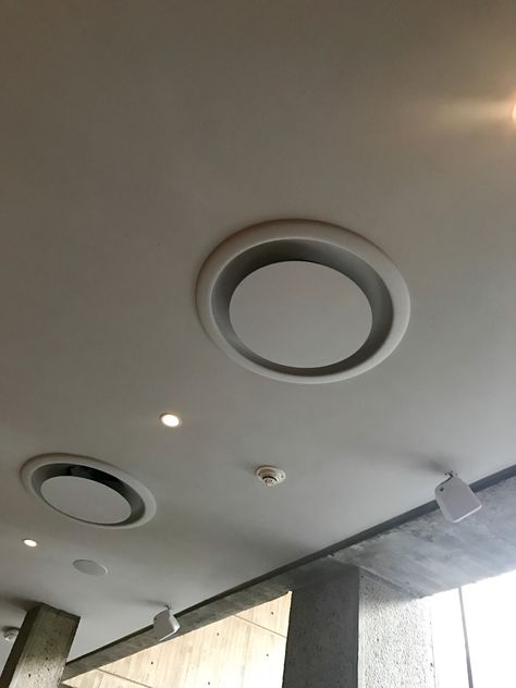 would like to use circular HVAC vents like these wherever possible vs traditional vents Ceiling Diffuser, Ceiling Vents, Diy Things, Bedroom Paint, False Ceiling, Modern Ceiling, Office Ideas, Modern Industrial, Club House