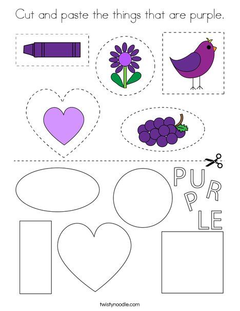 Cut and paste the things that are purple Coloring Page - Twisty Noodle Color Purple Crafts For Preschoolers, Things That Are Purple, Purple Preschool Worksheets, Purple Coloring Page, Preschool Purple Activities, Color Purple Worksheet, Purple Activity For Preschool, Preschool Purple Crafts, Color Purple Worksheets For Preschool