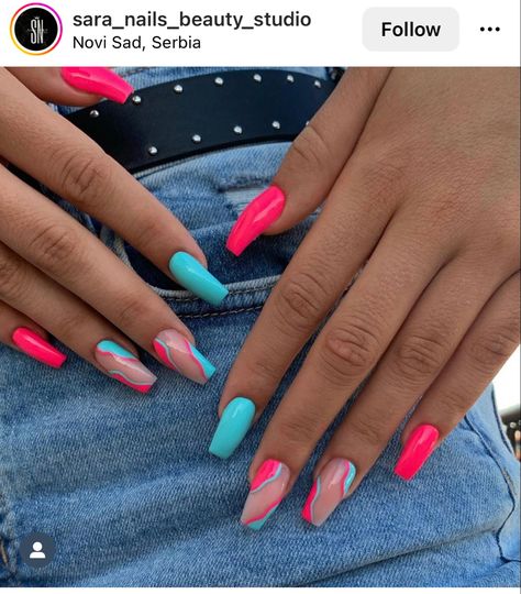 Neon Acrylic Nails, Nails Dark, Nails Dip, Simple Acrylic Nails, Vacation Nails, Cute Gel Nails, Nails 2023, Acrylic Nails Coffin Short, Summer Acrylic Nails