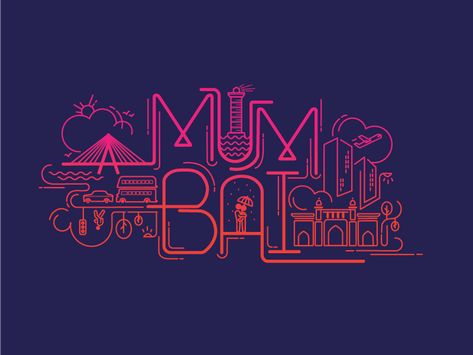 City of Mumbai Doodle Art Quotes, Mumbai Illustration, World Doodle, Mumbai Meri Jaan, Gill Sans, Indian Illustration, Cafe Wall Art, Mumbai City, Art Indian