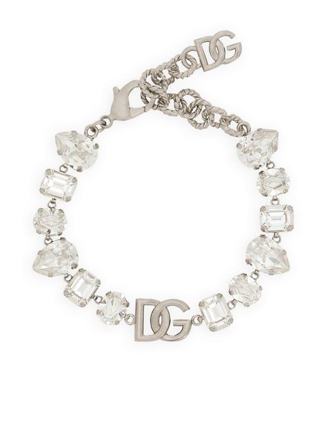 silver-tone silver-tone logo plaque glass crystal embellishment lobster claw fastening polished finish Wrist Accessories, Luxury Bracelet, Classy Jewelry, Expensive Jewelry, Jewelry Lookbook, Cute Bracelets, Crystal Embellishment, Jewelry Inspo, Glass Crystal