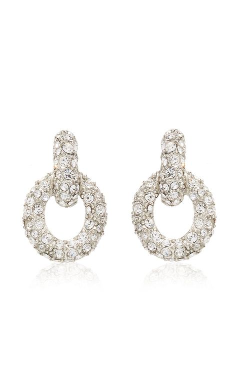 Fortuna Earrings By Oscar De La Renta | Moda Operandi Balenciaga Eyewear, Hoop Drop Earrings, Crystal Hoop Earrings, Crystal Drop Earrings, Metal Earrings, Pierced Ears, Cut Glass, Moda Operandi, Crystal Earrings