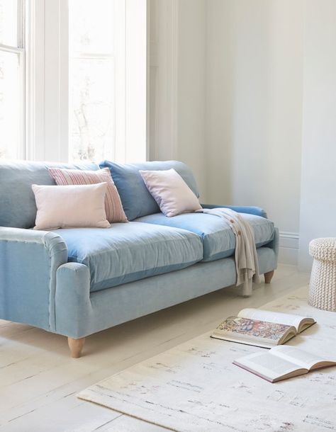 Light Blue Velvet Sofa Check more at http://casahoma.com/light-blue-velvet-sofa/23753 Light Blue Couch Living Room, Light Blue Sofa Living Room, Powder Blue Sofa, Sky Blue Sofa, Light Blue Couches, Blue Sofa Set, Blue Furniture Living Room, Blue Couch Living, Blue Sofa Living