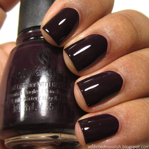 China Glaze Evening Seduction | Addicted to Polish American Nails, Brown Nail, Finger Paint, Nail Colors Winter, Dark Nails, Popular Nails, Fall Nail Colors, China Glaze, Fall Nail