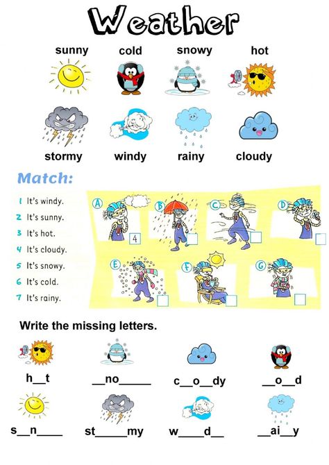 Weather Worksheets For Grade 1, I Can Read Worksheets, English Activity For Class 2, Weather Conditions Worksheet, Season Worksheets For Kids, How To Teach English To Kids, Worksheets For Kids English Activities, Learn English For Kids Teaching Ideas, Seasons Activities For Kids