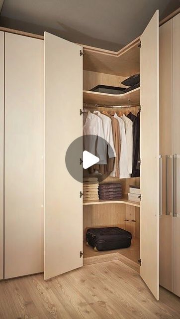 Bedroom Cupboard Ideas, Corner Wardrobe Closet, Modern Closet Designs, Corner Closet, Wardrobe Design Modern, Corner Wardrobe, Bedroom Cupboards, Modern Closet, Bedroom Corner