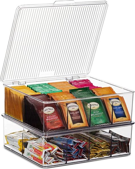 Kitchen Cabinets Countertops, Large Storage Containers, Tea Bag Storage, Tea Organization, Used Tea Bags, Tea Bag Organizer, Tea Holder, Cabinets Countertops, Vacuum Storage Bags