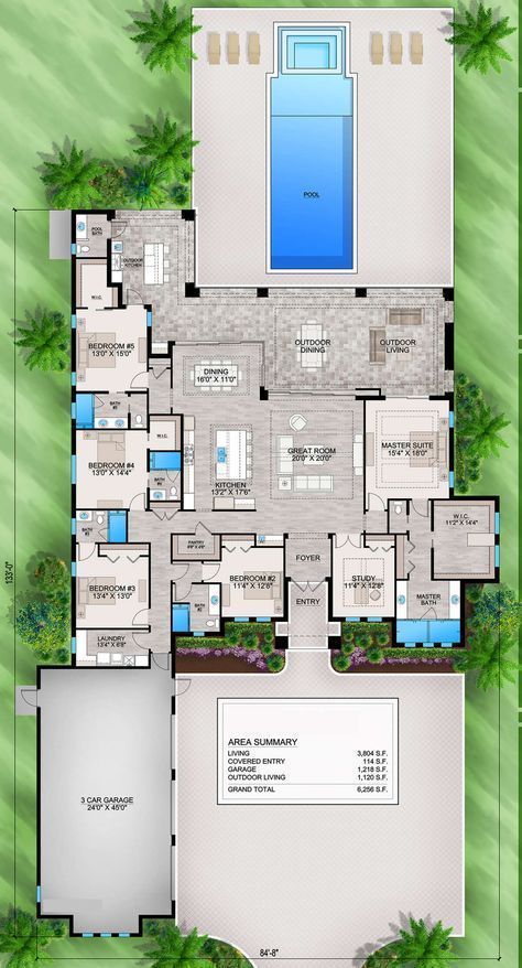 Coastal house plan with 5 bedrooms and 5.5 baths, 3800+ sq ft. #houseplan #coastalhouse . #Coastal_Home_Exterior #Dream_House_Layout #5_Bedroom_House_Plans #Two_Story_House_Design Coastal Home Exterior, Dream House Layout, Bar House, 5 Bedroom House Plans, Two Story House Design, Courtyard Entry, Decals Codes, Coastal House Plans, Coastal House