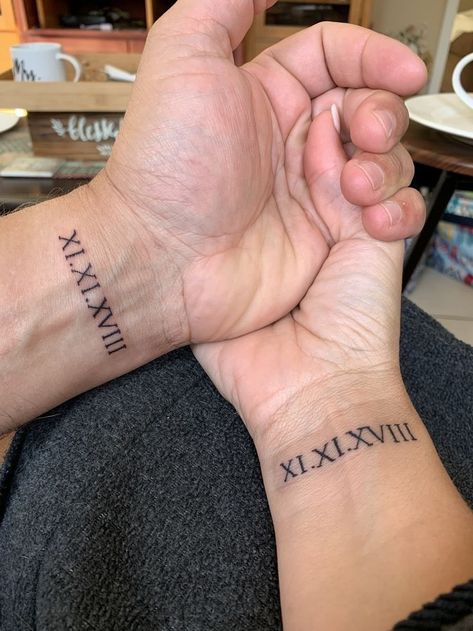 Memorial Tattoo Roman Numerals, Date Tattoos Men, Roman Numeral Tattoo Men Forearm, Numeros Tattoo, Roman Numeral Birthday Tattoo, Birth Date Tattoo Ideas, Roman Numeral Wrist Tattoo, Roman Numeral Birthday, Roman Numbers Tattoo