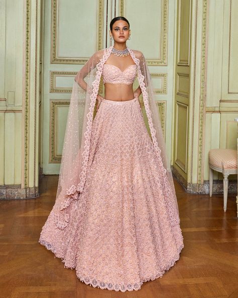 Seema Gujral, Baju Kahwin, Gold Lehenga, Mirror Work Lehenga, Crystal Embroidery, Rose Gold Pearl, Pink Lehenga, Indian Dresses Traditional, Ghagra Choli