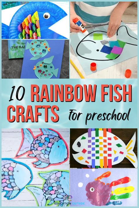 Rainbow Fish Project, Rainbow Fish Kindness Activities, F Is For Fish Preschool, Eyfs Rainbow Fish, Fish Art Craft Preschool, Rainbow Fish Eyfs Activities, Rainbowfish Art Activity For Kids, Rainbow Fish Craft Toddlers, Rainbow Fish Art Preschool