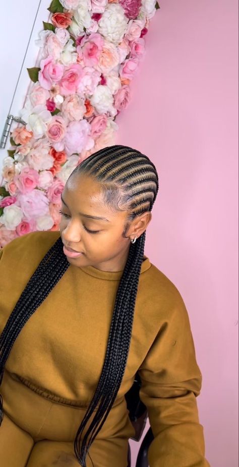 Corn Rows Hairstyles Black Women, 16 Cornrow Braids, All Backs Cornrow, 3 Row Cornrow Braids, Small Corn Rolls Braids Hairstyles, Long Straight Backs Braids, Strait Back Cornrows, 15 Straight Back Braids, Tiny Straight Back Feed In Braids