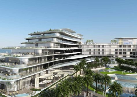 Dubai The Palm, Green Arch, Hotel Design Architecture, Beach Apartments, Hotel Facade, Cruise Terminal, Hotel Exterior, Hotel Concept, Mix Use Building