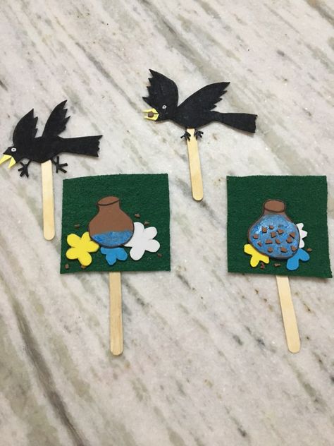 Thirsty Crow Story Props, Story Props Preschool, Preschool Action Songs, Crow Story, Thirsty Crow, Story Props, Action Songs, Scrapbook Titles, Stories For Kids