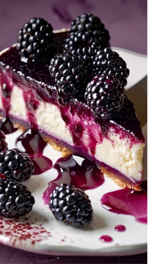 Blackberry Cheesecake - Valerie Recipes Blackberry Cream Cheese Pie, Cheesecake Recipes Blackberry, Blackberry Cobbler Cheesecake, Blackberry Pretzel Dessert, Blackberry Cheesecake Recipes, Black Bottom Cheesecake, Berry Deserts, Blackberry Desserts, No Bake Cheesecake Recipes