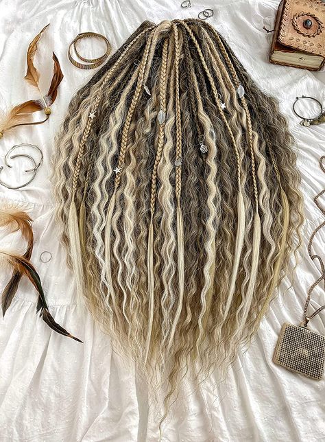 Dreads Diy, Synthetic Dreads Hairstyles, Curly Dreadlocks, Synthetic Dreadlocks Extensions, Partial Dreads, Hippie Dreads, Dread Hair Extensions, Ombre Dreadlocks, Dreads Styles For Women