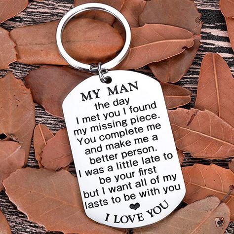 AmazonSmile: My Man Keychain Anniversary Valentine's Day Gifts For Him Men Boyfriend Husband To Be Key Chain I Love You Gifts for Hubby Birthday Fiance Groom Wedding Engagement Presents from Girlfriend Wife Silver : Clothing, Shoes & Jewelry Boyfriend Graduation, Boyfriend Graduation Gift, Man Keychain, Husband To Be, Fiance Birthday, Romantic Gifts For Him, Gifts For Hubby, Birthday Presents For Him, Graduation Gifts For Him