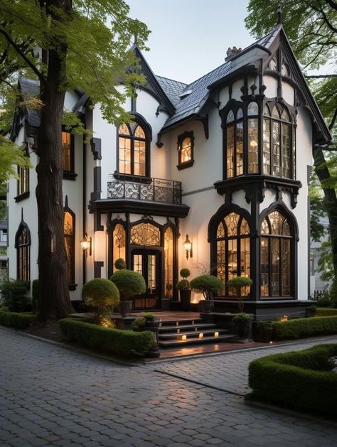 Inside Brownstone Homes, Gothic House Exterior, Modern Victorian Homes, Victorian Homes Exterior, Property Ideas, تصميم داخلي فاخر, Modern Gothic, Sims Ideas, Character Sheets