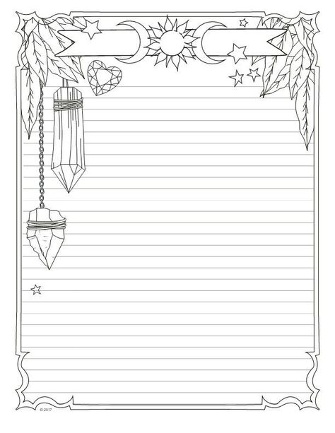 Witchy Lined Paper, Witchy Printables Journal Pages, Grimoire Book Cover Ideas, Grimoire Page Borders, Wicca Journal Pages, Spell Pages Printable, Notebook Pages Aesthetic, Tarot Card Journal Pages, Blank Journal Pages Printable