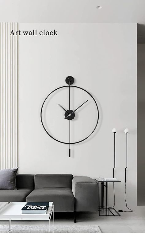 Buy SHISEDECO Classical Large Modern Round Minimalist Wall Clock with Swing Pendulum, Non-Ticking Silent Metal Decorative Creative Art Clocks for Home, Living Room, Bedroom, Study, Office (20", Black) Online at Low Prices in India - Amazon.in Living Room India, Wall Clock Decor Living Room, Minimalist Wall Clock, Minimalist Wall Clocks, Pendulum Wall Clock, Large Wall Clock, Wall Clock Modern, Bedroom Study, Modern Round