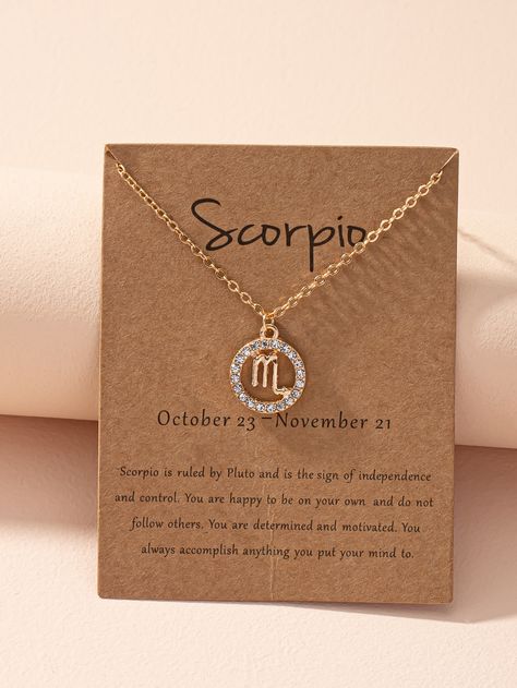 Gold Fashionable   Zinc Alloy  Pendant Necklaces Embellished   Jewelry Logan Lee, Pulseras Aesthetic, Scorpio Jewelry, Aquarius Pendant, Scorpio Necklace, Scorpio Zodiac Sign, Astrology Necklace, Embellished Fashion, Horoscope Necklace