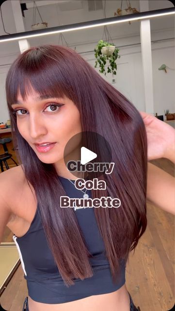 Jacob Habib Khan on Instagram: "Zoha makes the perfect cherry cola brunette! Using Goldwell TopChic 20 grams 7rb + 10 grams 6rv with 20 at the scalp and 40 through the mids and ends we got this perfect even lift and unbelievable shine! #goldwellapprovedus #fancyhairdresser #cherrycolabrown #cherrycolabrunette" Cherry Cola Brunette, Cola Cherry Hair, Cherry Brunette Hair, Cherry Cola Hair Color, Cola Hair, Cherry Cola Hair, Cherry Hair, Cherry Cola, Viral Tiktok