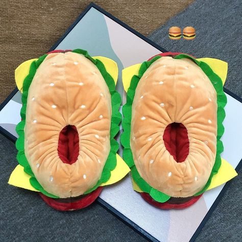 free size Hamburger Plush slippers Full pack Food slippers made of cotton warm winter Funny Slippers, Warm Shoes, Designer Slippers, Warm Slippers, Slippers Women, Sneaker Slippers, Presents For Him, Winter House, House Slippers