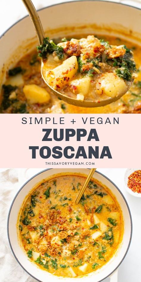 Vegan Zuppa Toscana Soup, Vegan Zuppa Toscana, Wraps Vegan, Sausage And Kale, Zuppa Toscana Soup, Toscana Soup, Pasta Vegetariana, Zuppa Toscana, Vegan Soup Recipes