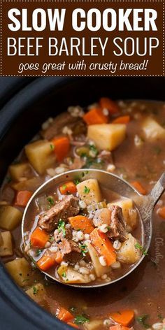 Beef Barley Soup Stovetop, Easy Beef Barley Soup, Crockpot Beef Barley Soup, Slow Cooker Beef Barley Soup, Soup Hearty, The Chunky Chef, Chunky Chef, Crockpot Soup, Beef Soup Recipes