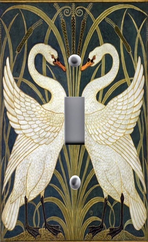 Light Switch Plate Cover VINTAGE HOME DECOR ~ ART NOUVEAU SWANS SWAN | eBay Art Nouveau Bathroom, Art Nouveau Bedroom, Art Nouveau Lighting, Art Nouveau Interior, Swan Decor, Art Nouveau Decor, Custom Plates, Light Switch Plate, Light Switch Plate Cover