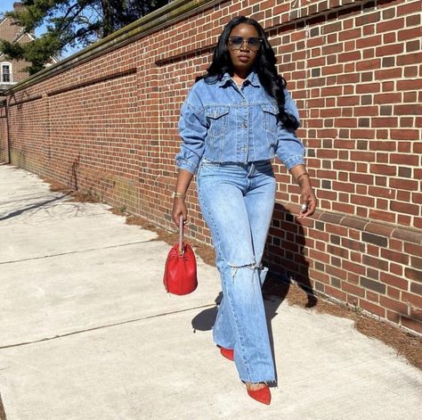 Denim Cowgirl Outfit Black Women, Denim On Demin Outfit, Denim On Denim Outfit 2023, Denim On Demin Outfits, All Denim Outfits For Black Women, Denim And Diamonds Party Outfit Classy, Denim Themed Party Outfit, Denim On Denim Outfit Black Women, Denim Set Outfit