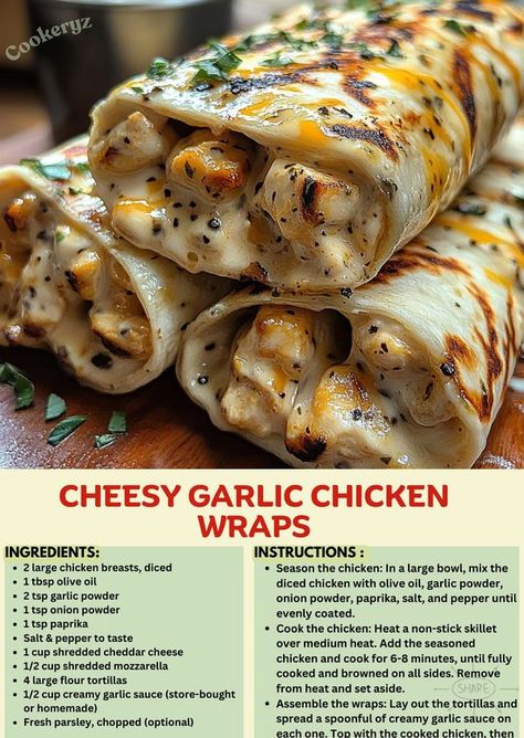 Cheesy Garlic Chicken Wraps, Protein Chicken Enchiladas, Dinner Ideas Air Fryer, Cheesy Garlic Chicken, Fall Dinner Ideas, High Protein Chicken, Chicken Mexican, Wraps Recipes, Paprika Sauce