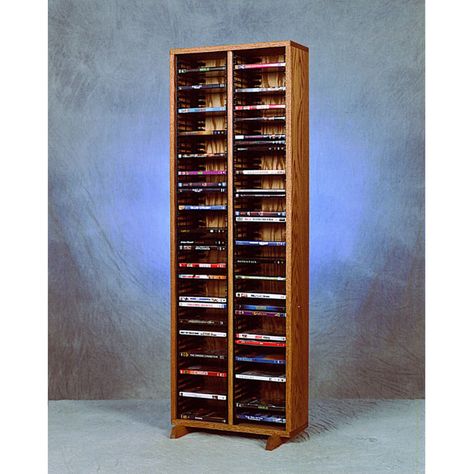 The Wood Shed Solid Oak 128 DVD Media Tower with Individual Locking Slots Clear Oak Dvd Storage Tower, Dvd Storage Cabinet, Multimedia Storage, Cd Racks, Dvd Cabinets, Media Rack, Dvd Rack, Cd Rack, Dvd Storage