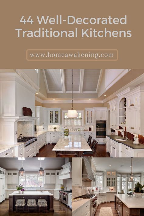 See 44 stunning traditional kitchen design ideas (photo gallery) #kitchen #traditionaldesign #homedecor Kitchen Remodel Traditional Style, Professional Chef Home Kitchen, Classic Traditional Kitchen Design, German Kitchen Ideas, Traditional Kitchen Remodel Ideas, Traditional Timeless Kitchen, Traditional Kitchen Island Ideas, Timeless Kitchen Design Inspiration, Kitchen Ideas Traditional