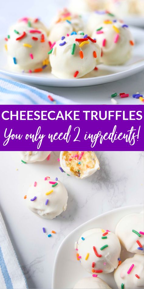 2 Ingredient Cheesecake, Easy Xmas Desserts, Easy Xmas Dessert, Cheesecake Truffles Recipe, 2 Ingredient Cakes, Desserts Simple, Truffle Recipe Easy, No Bake Truffles, Valentines Desserts