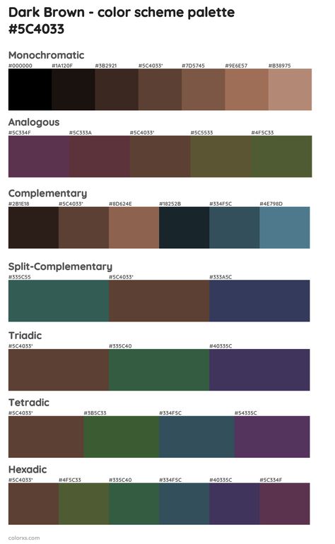 Dark Brown Color Scheme Palettes Chocolate Brown Complimentary Colors, Brown Color Match, Dark Brown Complimentary Colors, Brown Complementary Colors, Dark Brown Color Combinations, Colors That Go With Dark Brown, Brown Complimentary Colors, Dark Brown Colour Palette, Dark Colour Combination