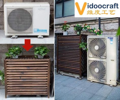 Which one do you prefer? With air conditioner cover or not? #furniture 、 #woodfurniture 、 #airconditioning #airconditionercover Aircondition Cover Outdoor, Aircon Cover, Air Conditioner Cover, Air Conditioner, Wood Furniture, Air Conditioning, Outdoor Structures, Conditioner, Furniture