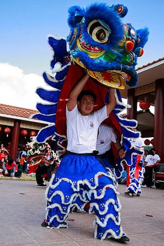 Chinese Lion Dance - Blue Lion by Peter Tsai Photography, via Flickr Chinese Dragon Dance Costume, Chinese Lion Costume, Chinese Lion Dance Costume, Lion Dance Drawing, Chinese Dragon Costume, Chinese New Year Dragon Dance, Dragon Dance Costume, Lion Dance Head, Chinese New Year Lion Dance