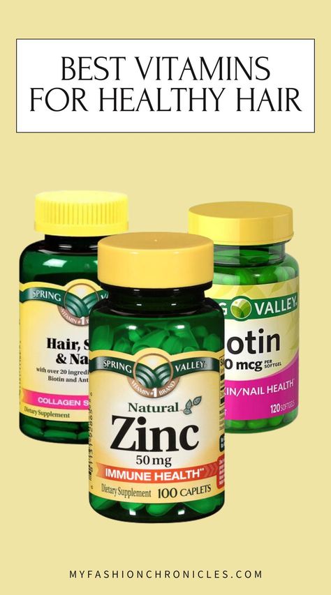 Learn about the best vitamins to promote healthy and strong hair. Whether you're dealing with hair loss or just want to boost your hair's health, these vitamins are known to provide significant benefits. Start nurturing your hair from the inside out today. Hair Vitamins Growth, Best Hair Vitamins, Hair And Skin Vitamins, Vitamins For Healthy Hair, Vitamin Brands, Vitamins For Hair Growth, Grow Hair Faster, Daily Vitamins, Hair Vitamins