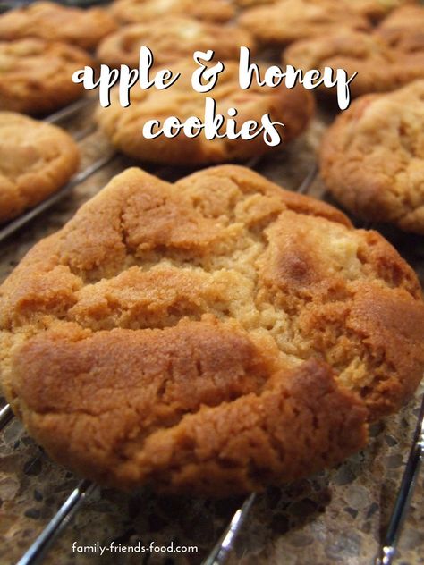 Golden, soft-chewy & studded with apple pieces, these gorgeous apple & honey cookies are richly flavoured and indulgent. A wonderful autumn/fall or Rosh Hashanah treat!  #appleandhoney #apple #honey #autumn #fall #baking #cookies #roshhashanah #jewishnewyear #sweet #delicious #easyrecipe #jewish #food Rosh Hashana Recipes, Apple And Honey, Rosh Hashanah Recipes, Apple Honey, Honey Cookies, Apple Cookies, Yom Kippur, Honey Cake, Kosher Recipes