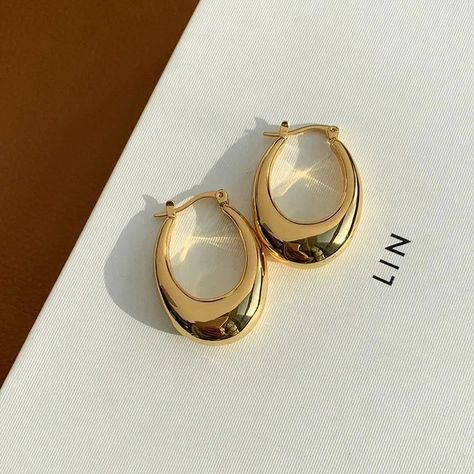 Thick Gold Hoop Earrings, Thick Gold Hoops, Dior Earrings, Fake Designer, Minimal Earrings, Golden Earrings, Classy Jewelry, Jewelry Inspo, Online Earrings