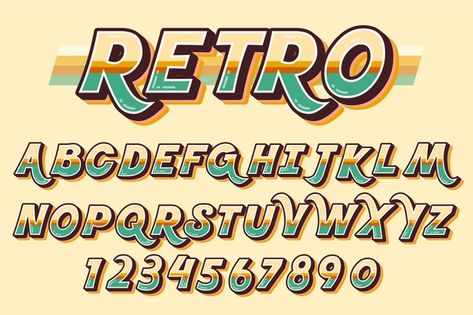 3d retro alphabet concept Free Vector | Free Vector #Freepik #freevector #design #retro #typography #alphabet Retro Alphabet, Inspiration Typographie, 달력 디자인, Alphabet Style, Typography Alphabet, Graffiti Alphabet, Retro Typography, Aesthetic Fonts, Hand Lettering Alphabet