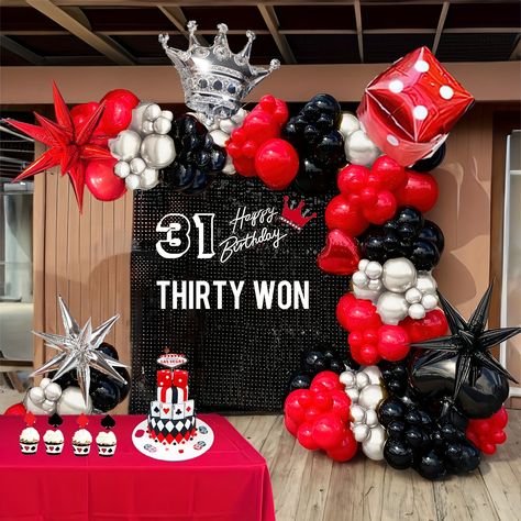 Faster shipping. Better service Casino Prom, Birthday Las Vegas, Game Night Decorations, Happy 31 Birthday, Minnie Mouse Birthday Theme, Night Birthday Party, Hollywood Birthday, Red Birthday Party, Balloon Wreath