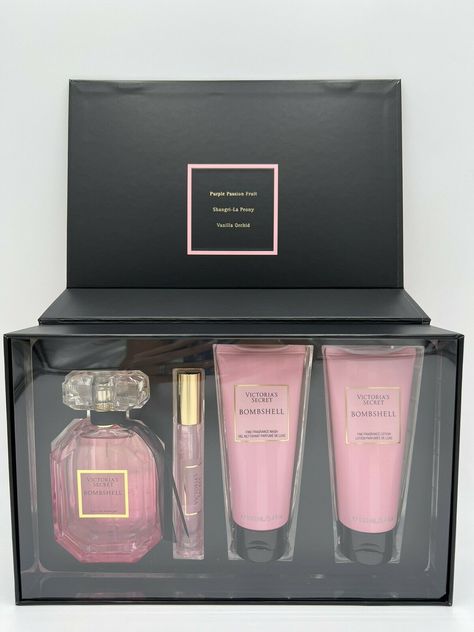 Victorias Secret Perfume Set, Victoria Secret Perfume Set, Victoria Secret Bombshell Perfume, Victoria Secret Gifts, Gift Set Packaging, Victoria's Secret Perfume, Set Packaging, Victoria's Secret Bombshell, Victorias Secret Set