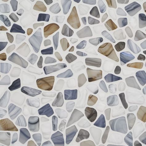 Artmore Tile Marine Seaglass 12-in x 12-in Frosted Glass Pebble Stone Look Floor and Wall Tile (0.96-sq. ft/ Piece) in the Tile department at Lowes.com Artmore Tile, Wall Mosaic, Designer Glass, Pebble Tile, Bathroom Farmhouse Style, Master Shower, Verre Design, Pebble Mosaic, Stone Look Tile